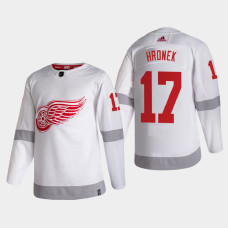 Men's Detroit Red Wings Filip Hronek #17 2021 Season Reverse Retro Authentic White Jersey