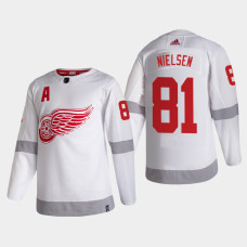 Men's Detroit Red Wings Frans Nielsen #81 2021 Season Reverse Retro Authentic White Jersey