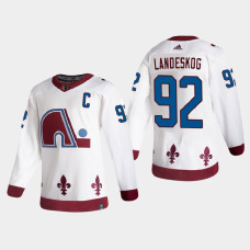 Men's Colorado Avalanche Gabriel Landeskog #92 2021 Season Reverse Retro Authentic Special Edition White Jersey