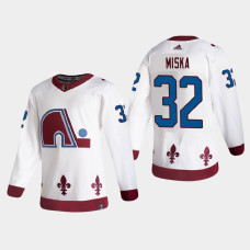 Men's Colorado Avalanche Hunter Miska #32 2021 Season Reverse Retro Authentic White Jersey