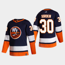 Men's New York Islanders Ilya Sorokin #30 2021 Season Reverse Retro Authentic Special Edition Blue Jersey