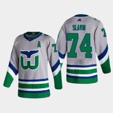 Men's Carolina Hurricanes Jaccob Slavin #74 2021 Season Reverse Retro Authentic Green Jersey