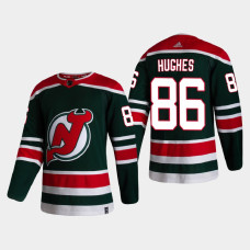 Men's New Jersey Devils Jack Hughes #86 2021 Season Reverse Retro Authentic Special Edition Green Jersey