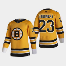 Men's Boston Bruins Jack Studnicka #23 2021 Season Reverse Retro Authentic Pro Special Edition Gold Jersey