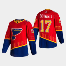 Men's St. Louis Blues Jaden Schwartz #17 2021 Season Reverse Retro Authentic Pro Special Edition Red Jersey