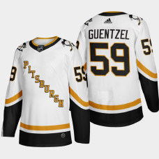 Men Pittsburgh Penguins Jake Guentzel #59 2021 Season Reverse Retro Fourth Authentic White Jersey