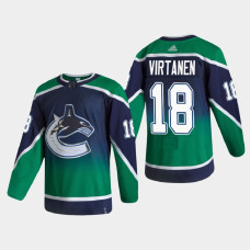 Men's Vancouver Canucks Jake Virtanen #18 2021 Season Reverse Retro Authentic Blue Jersey