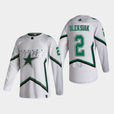 Men's Dallas Stars Jamie Oleksiak #2 2021 Season Reverse Retro Authentic White Jersey