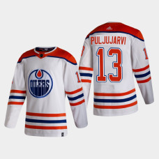 Men's Edmonton Oilers Jesse Puljujarvi #13 2021 Season Reverse Retro Authentic Special Edition White Jersey