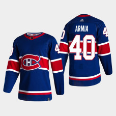 Men's Montreal Canadiens Joel Armia #40 2021 Season Reverse Retro Authentic Special Edition Blue Jersey