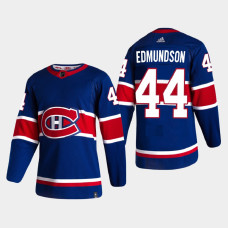 Men's Montreal Canadiens Joel Edmundson #44 2021 Season Reverse Retro Authentic Special Edition Blue Jersey