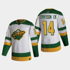 Men's Minnesota Wild Joel Eriksson Ek #14 2021 Season Reverse Retro Authentic White Jersey