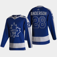 Men Toronto Maple Leafs Joey Anderson #28 2021 Season Reverse Retro Special Edition Authentic Blue Jersey