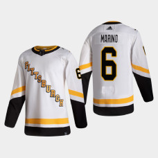 Men's Pittsburgh Penguins John Marino #6 2021 Season Reverse Retro Authentic Pro Special Edition White Jersey