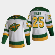 Men's Minnesota Wild Jonas Brodin #25 2021 Season Reverse Retro Authentic White Jersey