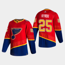 Men's St. Louis Blues Jordan Kyrou #25 2021 Season Reverse Retro Authentic Pro Special Edition Red Jersey