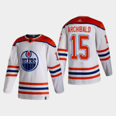 Men's Edmonton Oilers Josh Archibald #15 2021 Season Reverse Retro Authentic Special Edition White Jersey