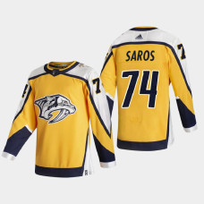 Men Nashville Predators Juuse Saros #74 2021 Season Reverse Retro Special Edition Authentic Gold Jersey