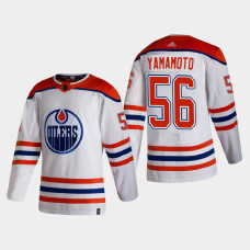 Men's Edmonton Oilers Kailer Yamamoto #56 2021 Season Reverse Retro Authentic Special Edition White Jersey