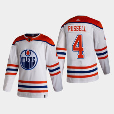 Men's Edmonton Oilers Kris Russell #4 2021 Season Reverse Retro Authentic Special Edition White Jersey