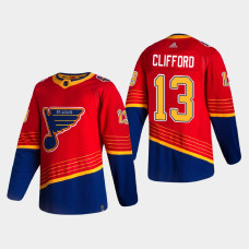 Men's St. Louis Blues Kyle Clifford #13 2021 Season Reverse Retro Authentic Pro Special Edition Red Jersey