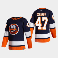 Men's New York Islanders Leo Komarov #47 2021 Season Reverse Retro Authentic Special Edition Blue Jersey