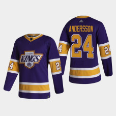 Men's Los Angeles Kings Lias Andersson #24 2021 Season Reverse Retro Authentic Pro Special Edition Purple Jersey