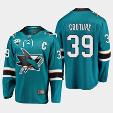 Men San Jose Sharks Logan Couture #39 2021 Season Reverse Retro 30th Anniversary Home Teal Jersey