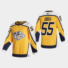 Men's Nashville Predators Luca Sbisa #55 2021 Season Reverse Retro Authentic Special Edition Gold Jersey