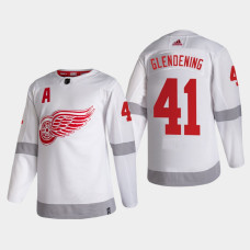 Men's Detroit Red Wings Luke Glendening #41 2021 Season Reverse Retro Authentic White Jersey