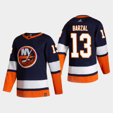 Men's New York Islanders Mathew Barzal #13 2021 Season Reverse Retro Authentic Special Edition Blue Jersey