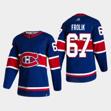 Men's Montreal Canadiens Michael Frolik #67 2021 Season Reverse Retro Authentic Pro Special Edition Royal Jersey