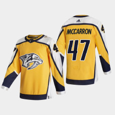 Men Nashville Predators Michael McCarron #47 2021 Season Reverse Retro Special Edition Authentic Gold Jersey