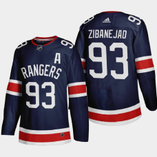 Men New York Rangers Mika Zibanejad #93 2021 Season Reverse Retro Authentic Navy Jersey