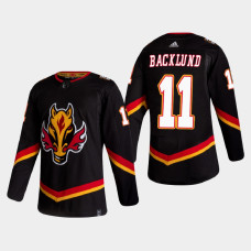 Men's Calgary Flames Mikael Backlund #11 2021 Season Reverse Retro Authentic Black Jersey