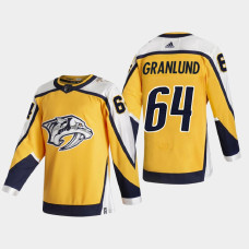 Men Nashville Predators Mikael Granlund #64 2021 Season Reverse Retro Special Edition Authentic Gold Jersey