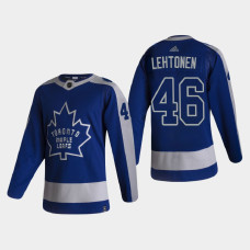 Men's Toronto Maple Leafs Mikko Lehtonen #46 2021 Season Reverse Retro Authentic Pro Special Edition Blue Jersey