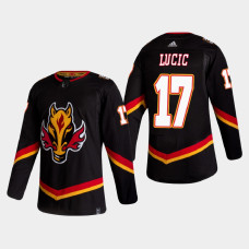 Men's Calgary Flames Milan Lucic #17 2021 Season Reverse Retro Authentic Black Jersey