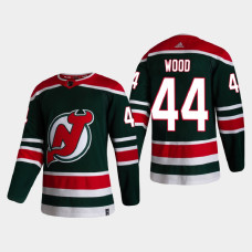 Men's New Jersey Devils Miles Wood #44 2021 Season Reverse Retro Authentic Special Edition Green Jersey