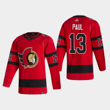 Men's Ottawa Senators Nick Paul #13 2021 Season Reverse Retro Authentic Special Edition Red Jersey