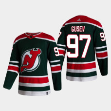 Men's New Jersey Devils Nikita Gusev #97 2021 Season Reverse Retro Authentic Special Edition Green Jersey