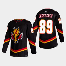 Men's Calgary Flames Nikita Nesterov #89 2021 Season Reverse Retro Authentic Black Jersey