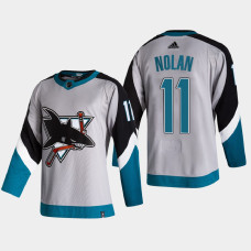 Men San Jose Sharks Owen Nolan #11 2021 Season Reverse Retro Special Edition Authentic Grey Jersey