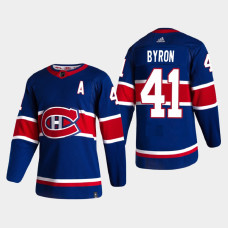 Men's Montreal Canadiens Paul Byron #41 2021 Season Reverse Retro Authentic Special Edition Blue Jersey