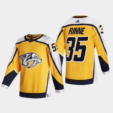 Men Nashville Predators Pekka Rinne #35 2021 Season Reverse Retro Authentic Gold Jersey