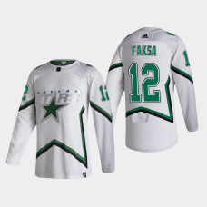 Men's Dallas Stars Radek Faksa #12 2021 Season Reverse Retro Authentic White Jersey