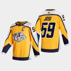 Men Nashville Predators Roman Josi #59 2021 Season Reverse Retro Authentic Gold Jersey