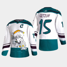 Men's Anaheim Ducks Ryan Getzlaf #15 2021 Season Reverse Retro Authentic Pro Special Edition White Jersey