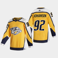 Men Nashville Predators Ryan Johansen #92 2021 Season Reverse Retro Special Edition Authentic Gold Jersey