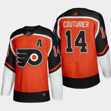 Men Philadelphia Flyers Sean Couturier #14 2021 Season Reverse Retro Fourth Authentic Orange Jersey